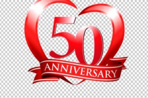 50th Wedding Anniversary PNG with Heart
