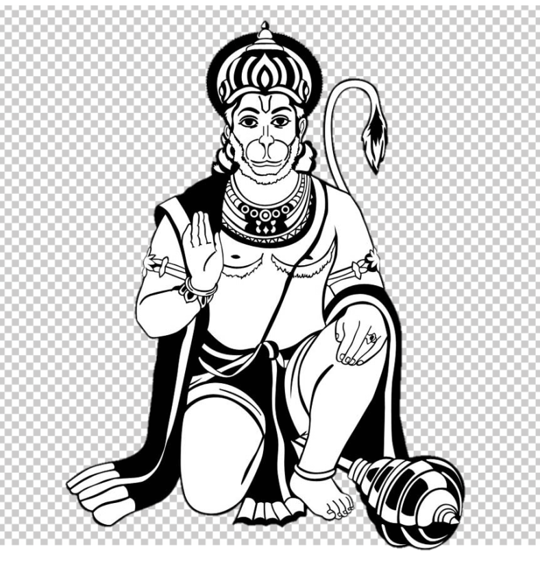 God-Hanuman-PNG-Black-and-White