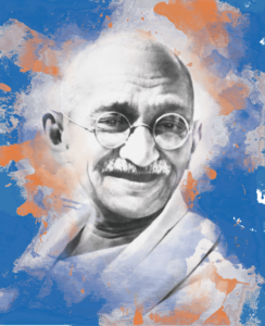 Mahatma-Gandhi-PNG-Background-blue