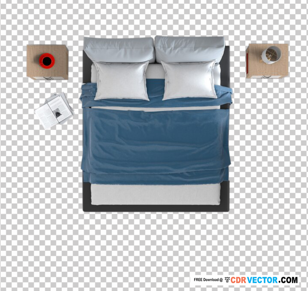 Modern-Bed-Top-View-PNG